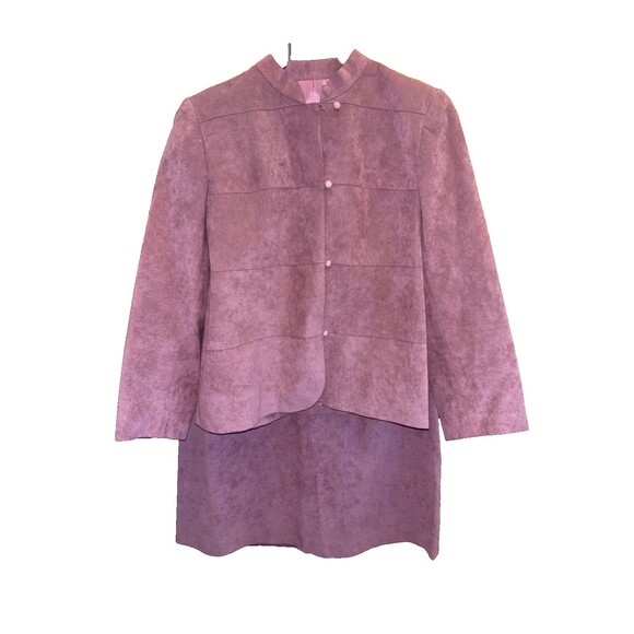 Baron Peters Vintage Ultrasuede Skirt Suit Set 16 Lined Button Zip Mauve Pink - Picture 1 of 12